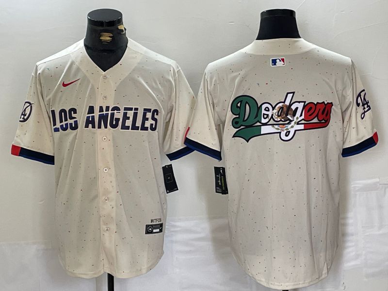 Men Los Angeles Dodgers Blank Cream Fashion Nike Game MLB Jersey style 3